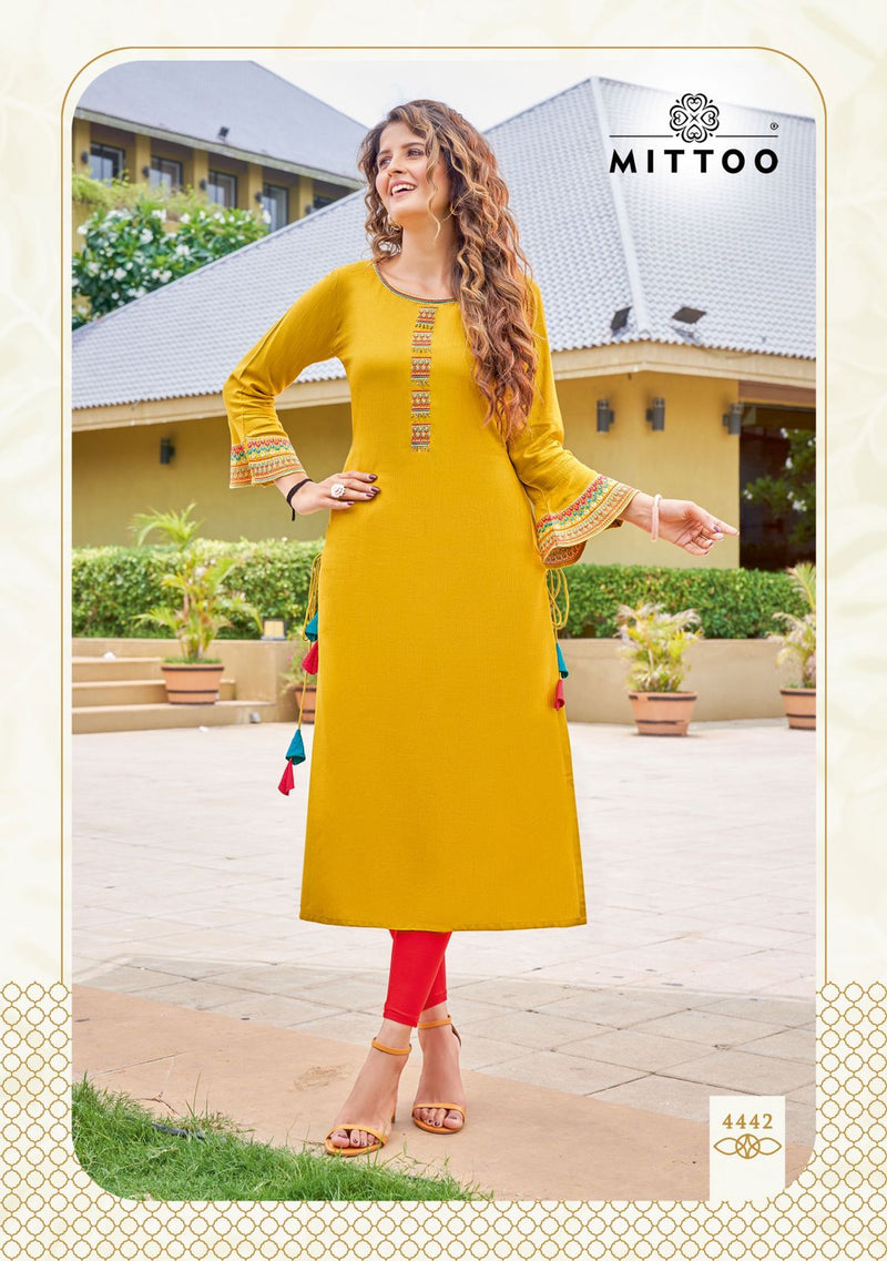 Mittoo Mayurika Vol 7 Rayon With Fancy Stylish Designer Casual Look Kurti