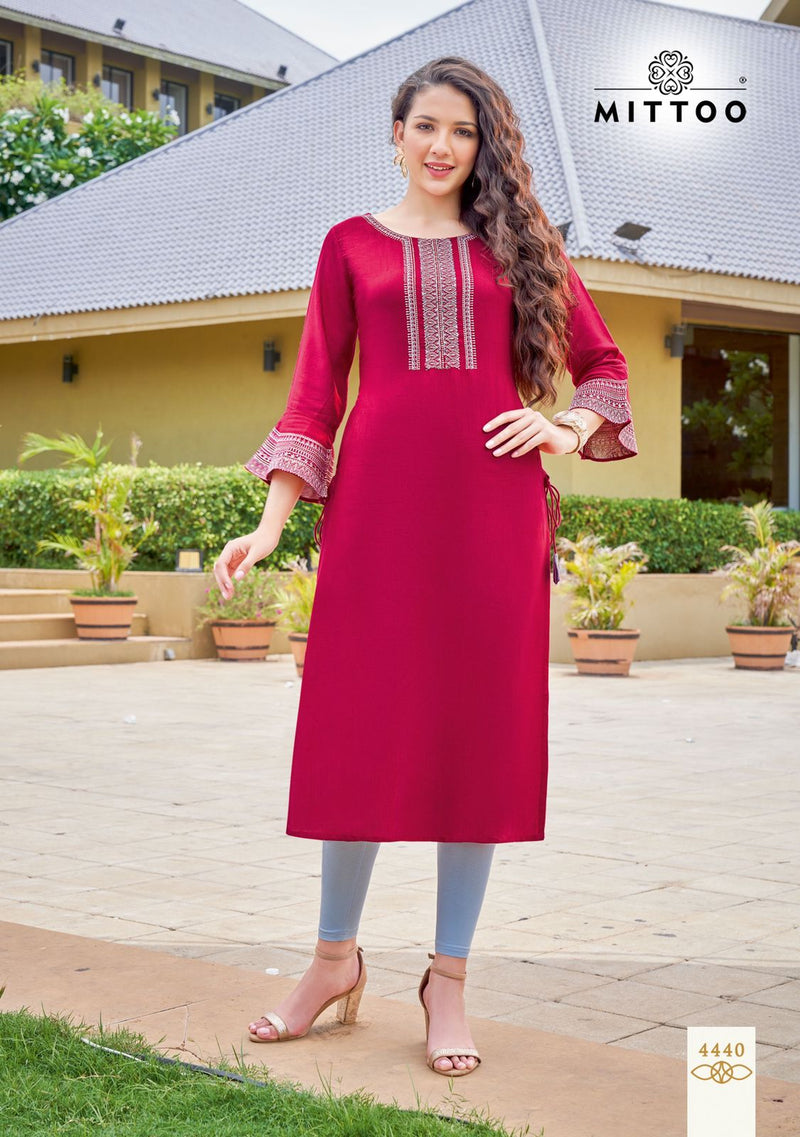 Mittoo Mayurika Vol 7 Rayon With Fancy Stylish Designer Casual Look Kurti