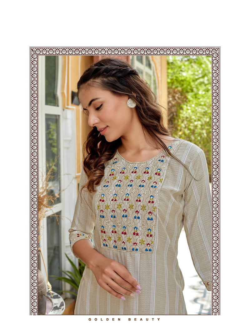 Aradhna Honey & Rose Viscose With Heavy Embroidery Work Stylish Designer Casual Look Kurti
