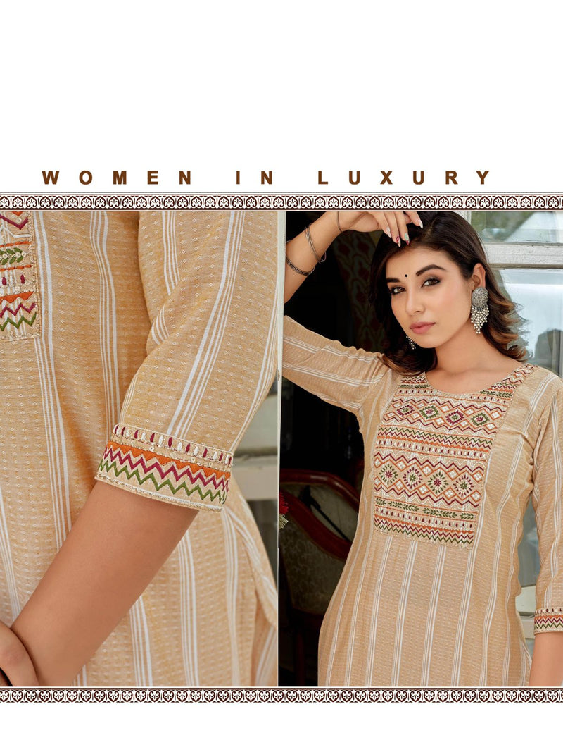 Aradhna Honey & Rose Viscose With Heavy Embroidery Work Stylish Designer Casual Look Kurti