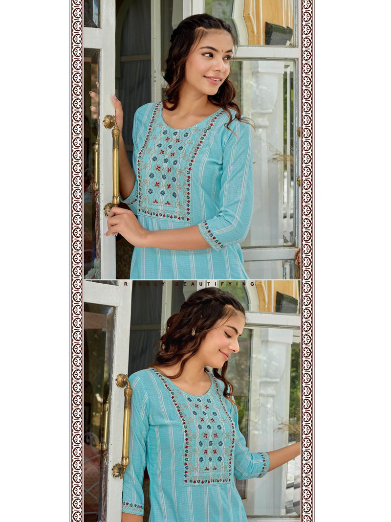 Aradhna Honey & Rose Viscose With Heavy Embroidery Work Stylish Designer Casual Look Kurti