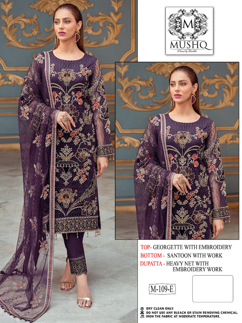 Mushq M 109 Georgette With Heavy Embroidery Work Stylish Designer Pakistani Salwar Kameez