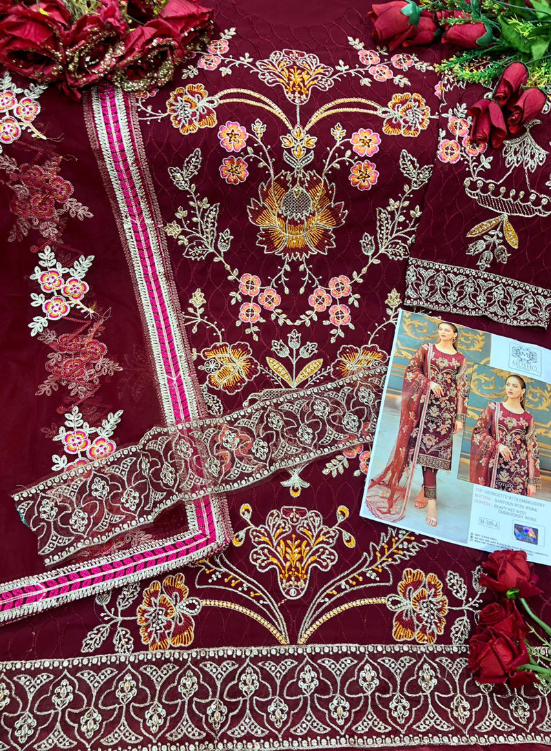 Mushq M 109 Georgette With Heavy Embroidery Work Stylish Designer Pakistani Salwar Kameez