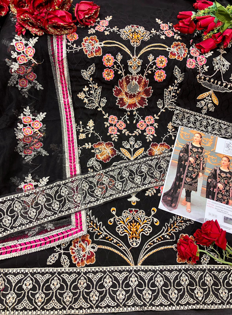 Mushq M 109 Georgette With Heavy Embroidery Work Stylish Designer Pakistani Salwar Kameez