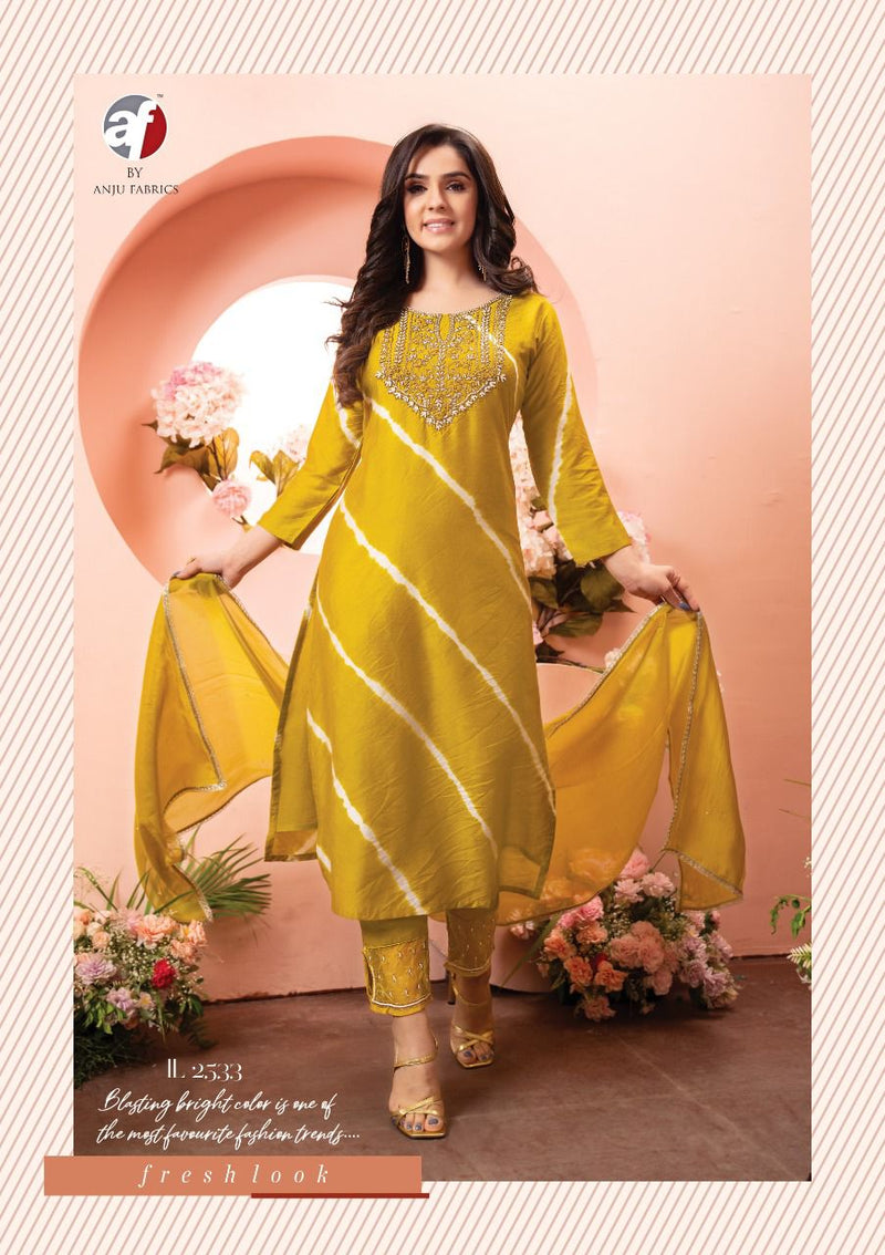 Anju Fabrics Inlook Chanderi Silk With Heavy Pant Stylish Designer Party Wear Fancy Kurti