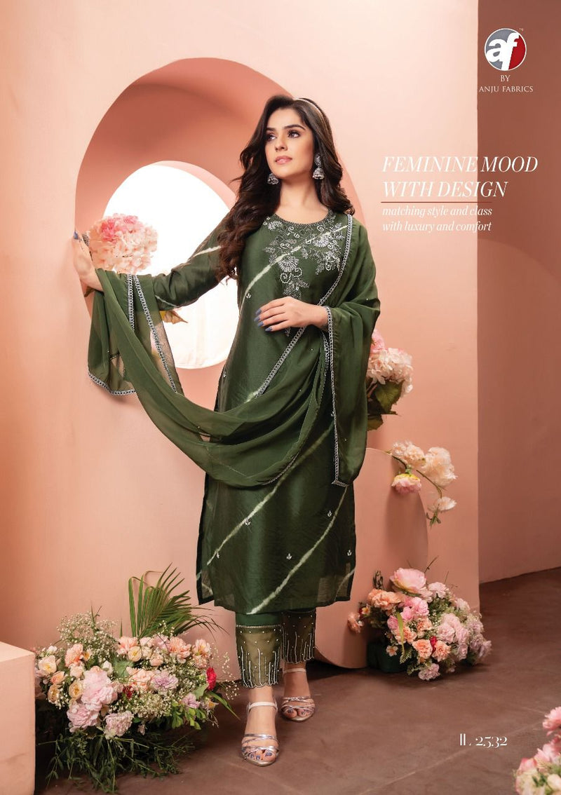 Anju Fabrics Inlook Chanderi Silk With Heavy Pant Stylish Designer Party Wear Fancy Kurti