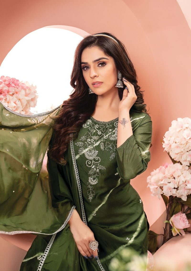 Anju Fabrics Inlook Chanderi Silk With Heavy Pant Stylish Designer Party Wear Fancy Kurti