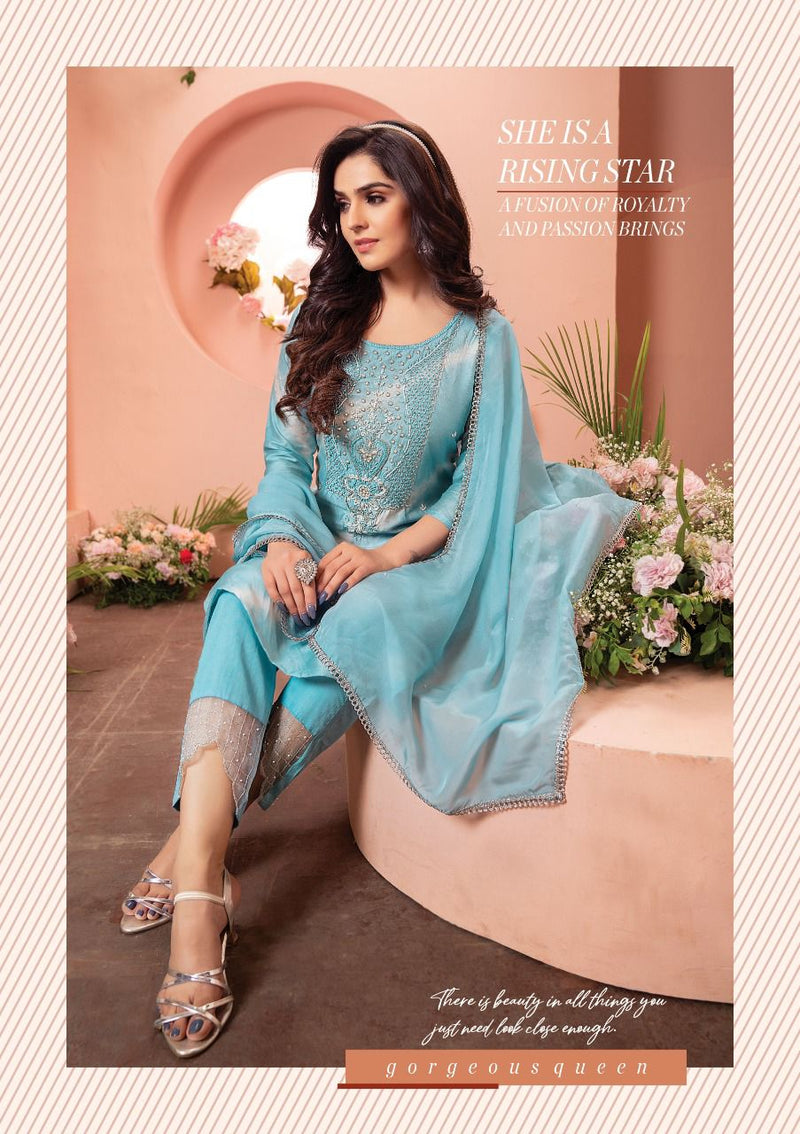 Anju Fabrics Inlook Chanderi Silk With Heavy Pant Stylish Designer Party Wear Fancy Kurti