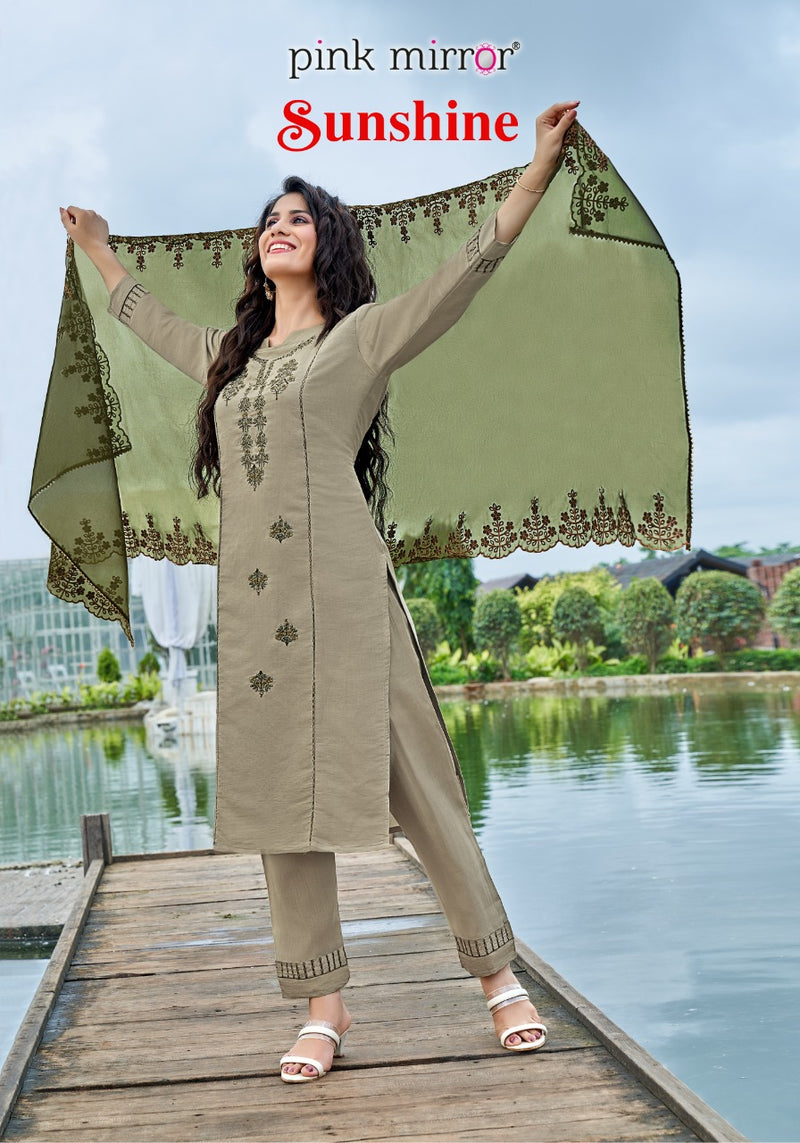 Pink Mirror Sunshine Silk With Embroidery Work Stylish Designer Festive Wear Casual Look Kurti