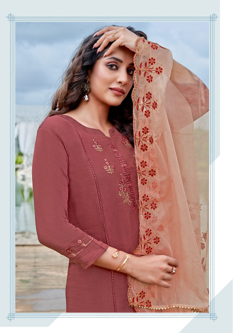 Pink Mirror Sunshine Silk With Embroidery Work Stylish Designer Festive Wear Casual Look Kurti