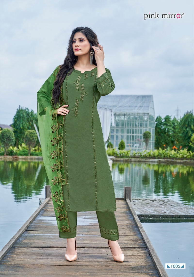Pink Mirror Sunshine Silk With Embroidery Work Stylish Designer Festive Wear Casual Look Kurti