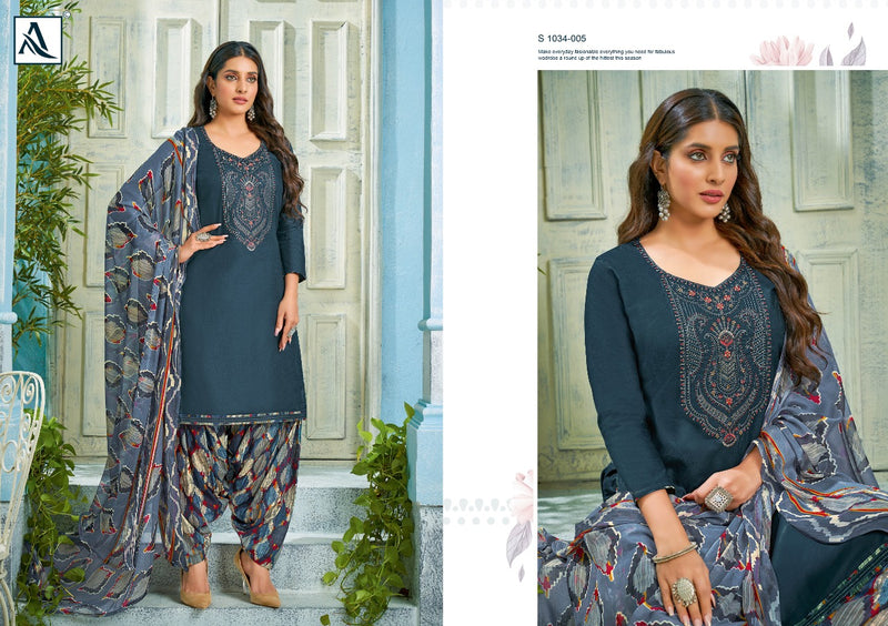 Alok Suit Nusrat Jam Cotton Stylish Designer With Heavy Embroidery Work Party Wear Salwar Suit