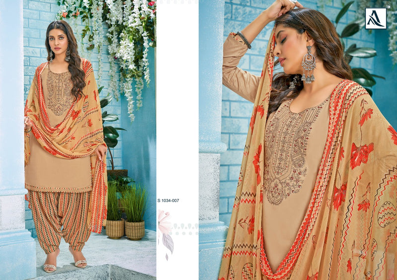 Alok Suit Nusrat Jam Cotton Stylish Designer With Heavy Embroidery Work Party Wear Salwar Suit