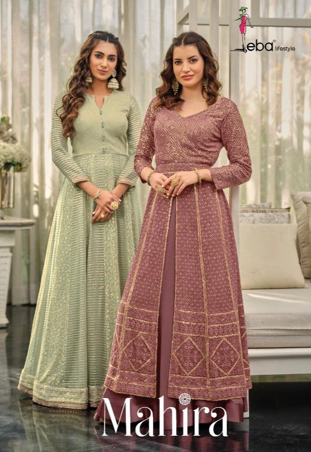 Eba Lifestyle Mahira Georgette With Heavy Embroidery Work Stylish Designer Party Wear Long Kurti