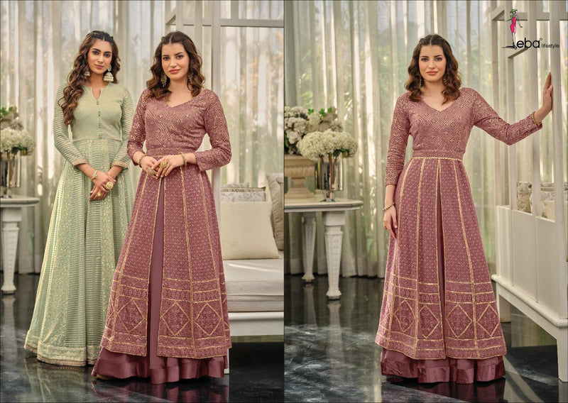 Eba Lifestyle Mahira Georgette With Heavy Embroidery Work Stylish Designer Party Wear Long Kurti