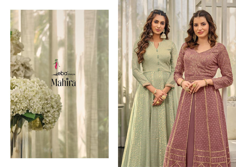 Eba Lifestyle Mahira Georgette With Heavy Embroidery Work Stylish Designer Party Wear Long Kurti