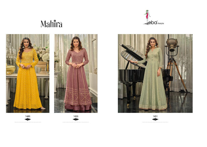 Eba Lifestyle Mahira Georgette With Heavy Embroidery Work Stylish Designer Party Wear Long Kurti
