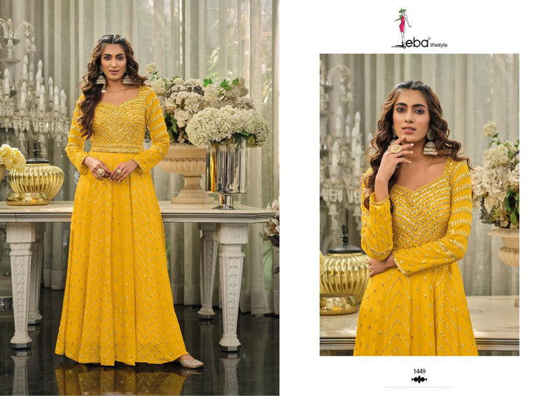 Eba Lifestyle Mahira Georgette With Heavy Embroidery Work Stylish Designer Party Wear Long Kurti