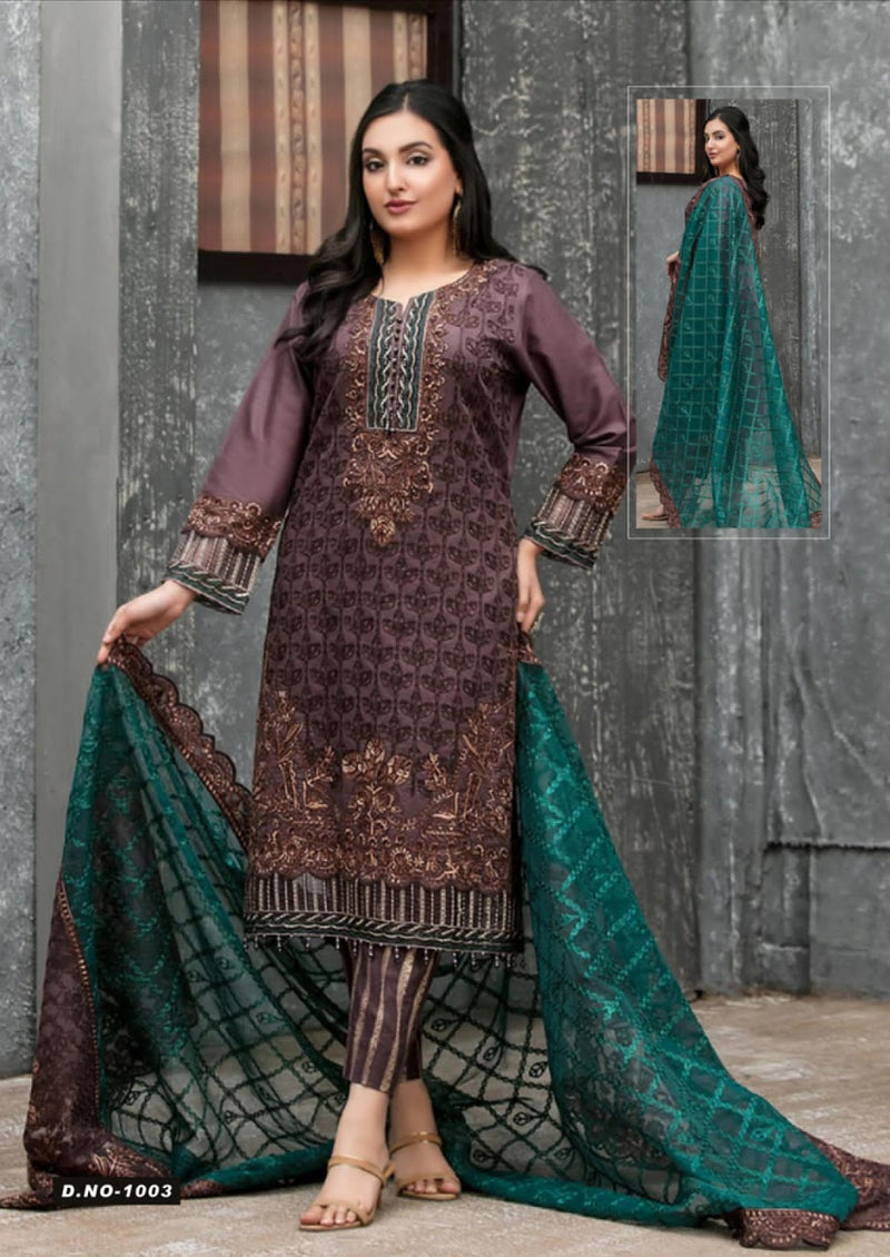 Hala Presents Zafira Heavy Pure Cotton Stylish Designer Karachi Print Salwar Suit