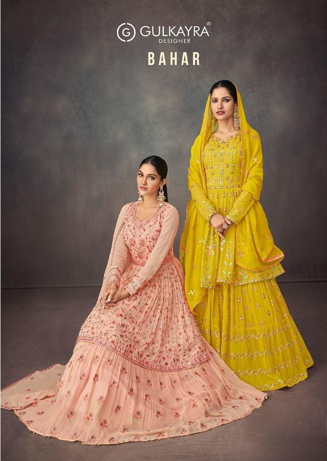 Gulkayra Bahar Real Georgette With Full Heavy Embroidery Work Stylish Designer Wedding Wear Long Sharara