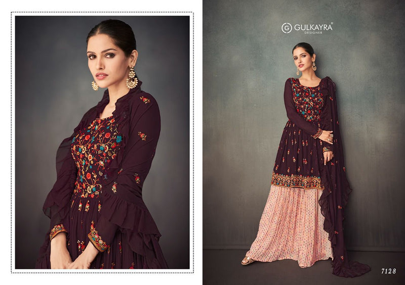 Gulkayra Bahar Real Georgette With Full Heavy Embroidery Work Stylish Designer Wedding Wear Long Sharara