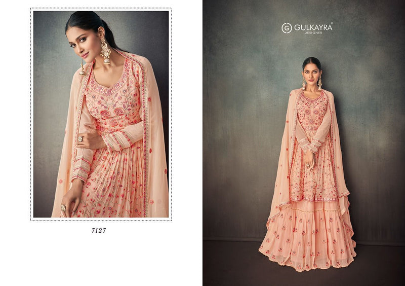 Gulkayra Bahar Real Georgette With Full Heavy Embroidery Work Stylish Designer Wedding Wear Long Sharara