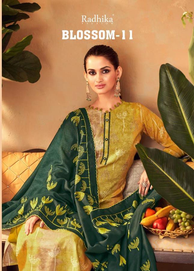 Radhika Fashion Blossom Pure Cotton With Heavy Embroidery Work Stylish Designer Fancy Salwar Suit