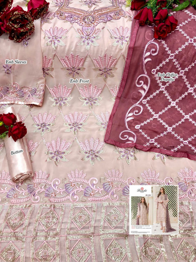 Ramsha Suit R 359 Georgette With Heavy Embroidered Work Pakistani Suit