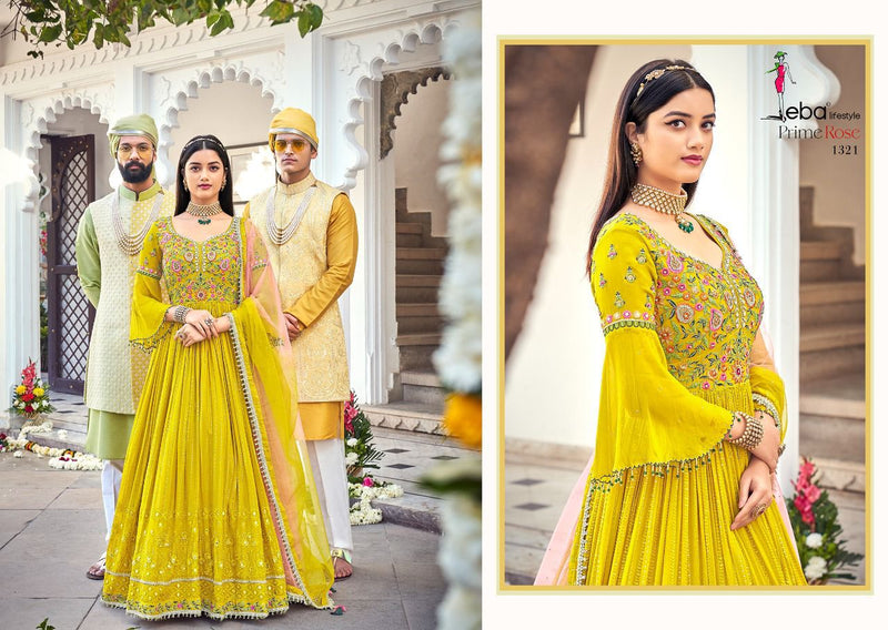 Eba Lifestyle Prime Rose 1320 Pure Georgette Heavy Embroidery Work Stylish Designer Gown