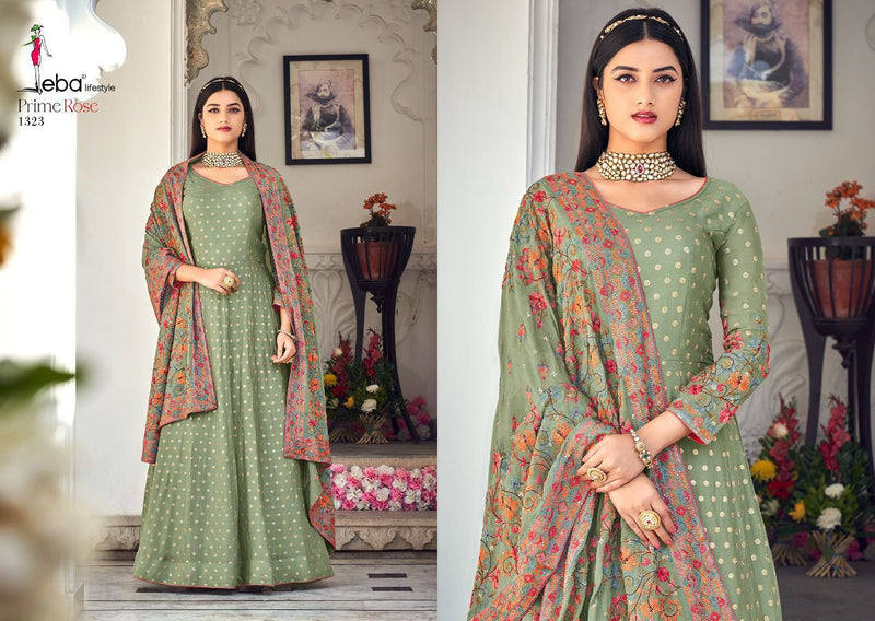 Eba Lifestyle Prime Rose 1323 Pure Georgette Heavy Embroidery Work Stylish Designer Gown