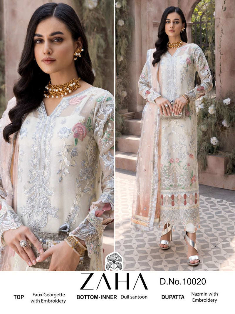 Zaha Dno 10020 Georgette Stylish Embroidery Designer Wear Salwar Kameez