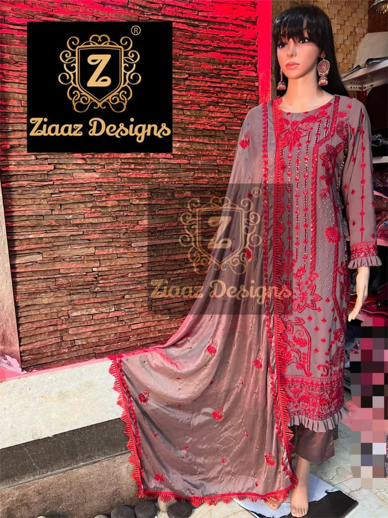 Ziaaz Designs Z series Vol 4 Dno 7773 Georgette With Embroidery Stylish Designer Wear Salwar suit