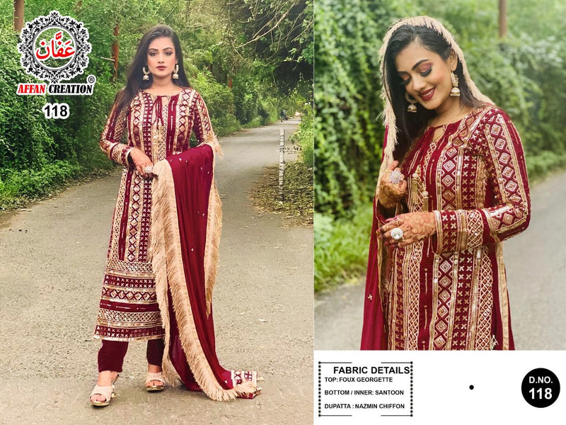 Affan Creation Dno 118 Faux Georgette Stylish Festival Wear Designer Salwar Kameez
