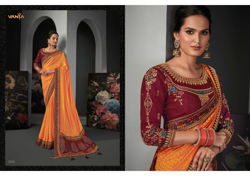 Vanya Dno 3208 Barfi Silk With Embroidery Work Stylish Designer Party Wear Saree