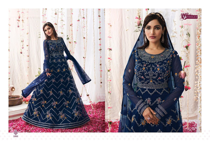 Swagat Violet Dno 5302 Butterfly Net Stylish Designer Party Wear Salwar Suit