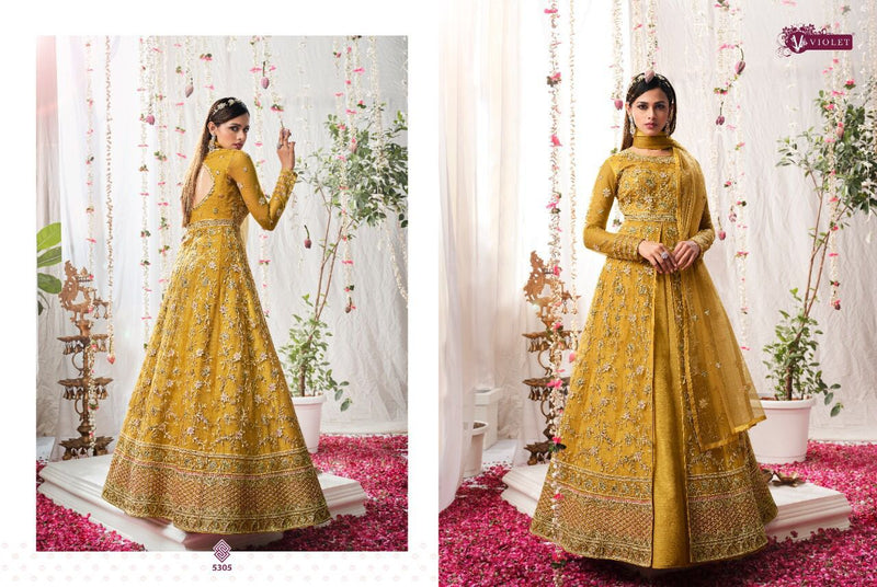 Swagat Violet Dno 5305 Butterfly Net Stylish Designer Party Wear Salwar Suit