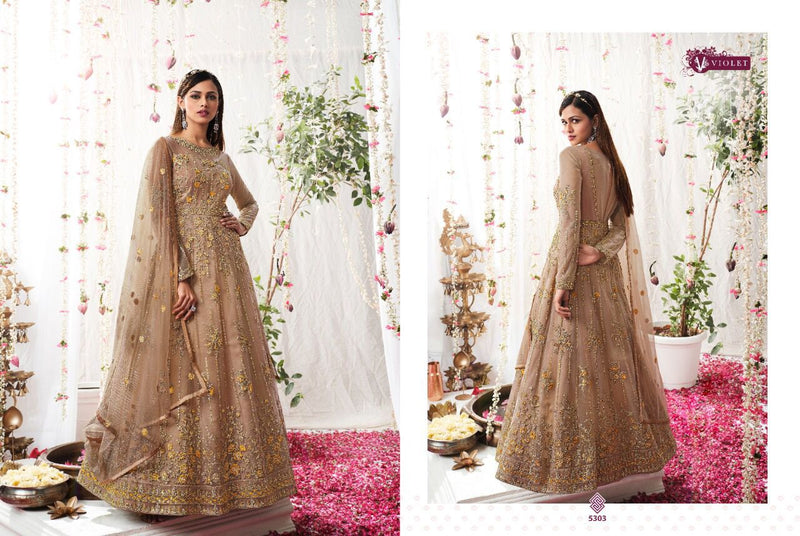 Swagat Violet Dno 5303 Butterfly Net Stylish Designer Party Wear Salwar Suit