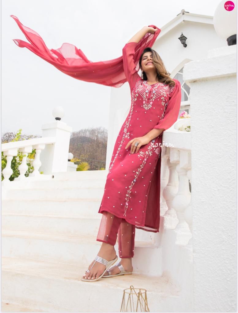Aaina Vol 3 Chinon And Georgette Stylish Designer Wear Kurti