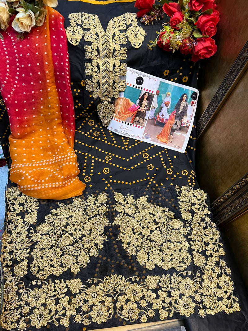 Bandhani Vol 1 Dno 7773 p Pure Cotton With Heavy Embroidery  Stylish Designer Casual Wear Salwar Suit