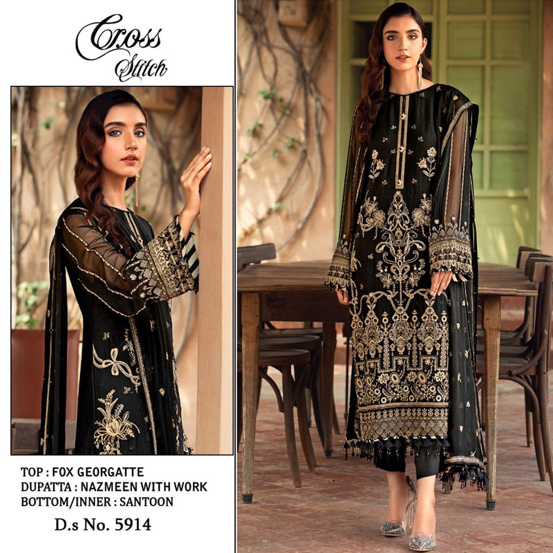 Cross Stitched Dno  5914 Fox Georgette Stylisdh Designer Party Wear Salwar Kameez