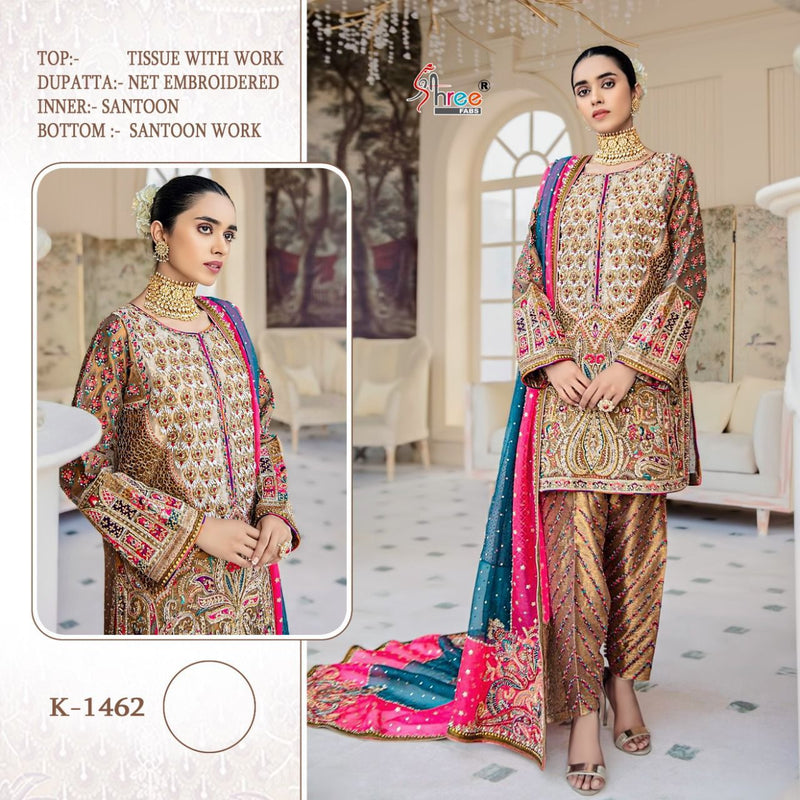 Shree Fab K 1462 Tissue Stylish Designer Pakistani Style Salwar Kameez