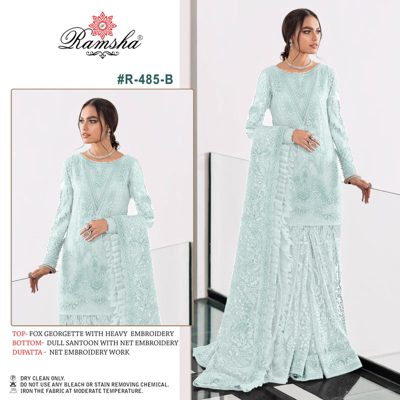 Ramsha Dno 485 B Georgette With Heavy Embroidery Stylish Designer Party Wear Salwar Suit