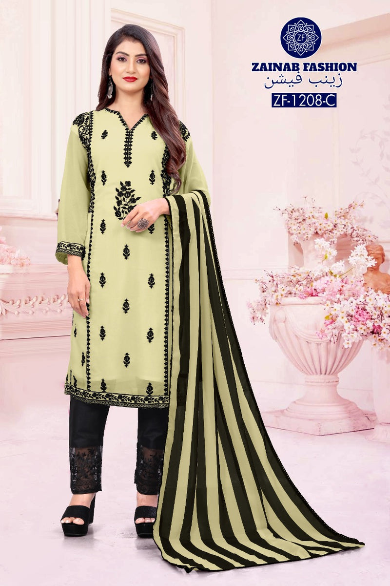 Zainab Fashion Dno 1208  Fox Greorgette Stylish Designer Wear Pret Kurti