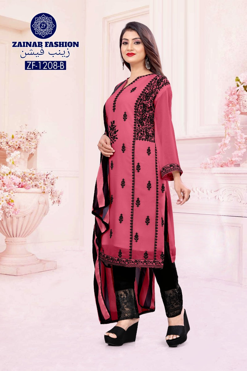 Zainab Fashion Dno 1208 B Fox Greorgette Stylish Designer Wear Pret Kurti