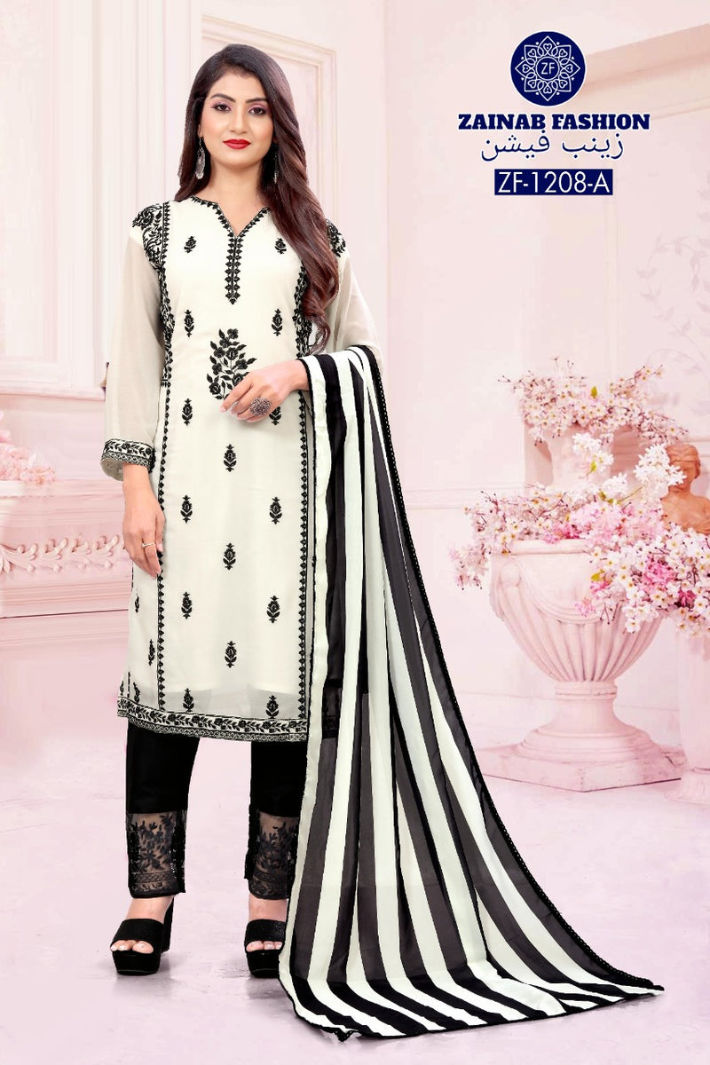 Zainab Fashion Dno 1208  Fox Greorgette Stylish Designer Wear Pret Kurti