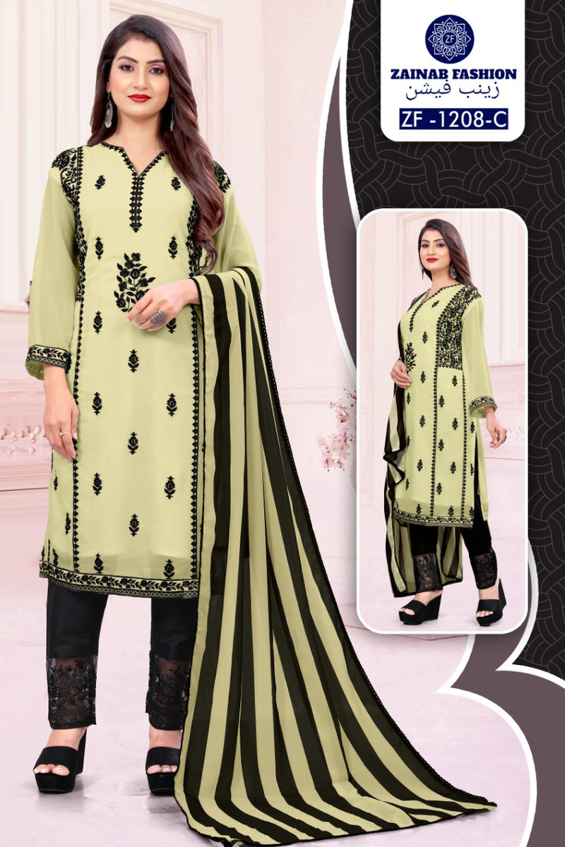 Zainab Fashion Dno 1208  Fox Greorgette Stylish Designer Wear Pret Kurti