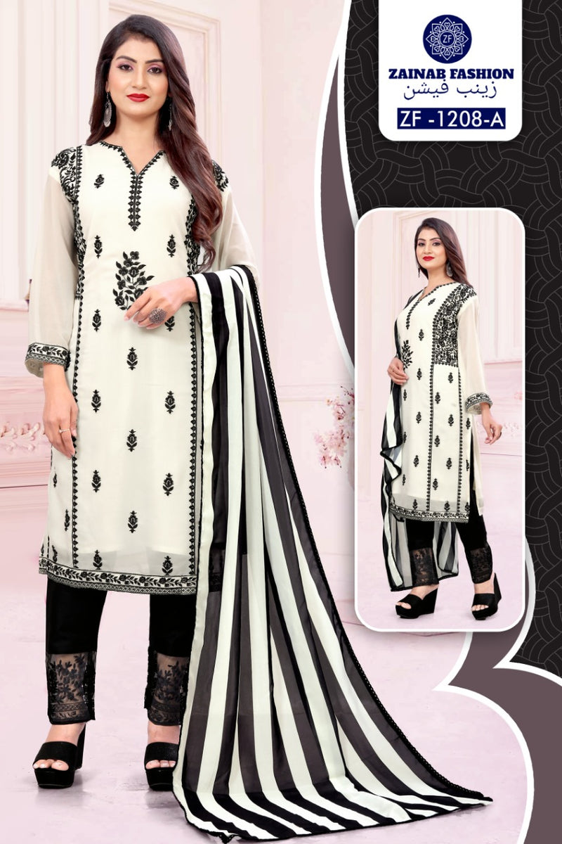 Zainab Fashion Dno 1208  Fox Greorgette Stylish Designer Wear Pret Kurti