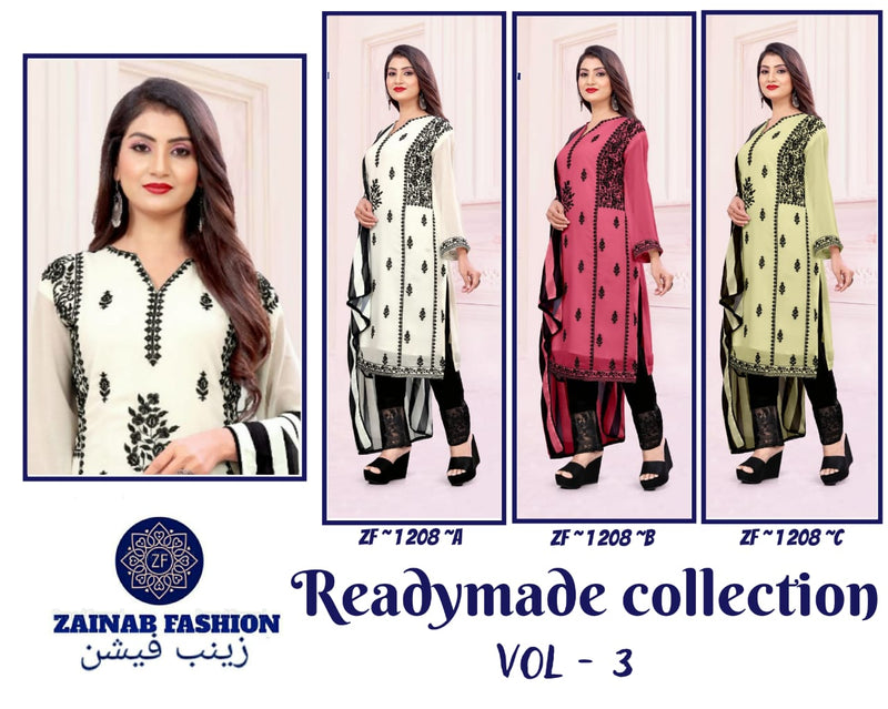 Zainab Fashion Dno 1208  Fox Greorgette Stylish Designer Wear Pret Kurti