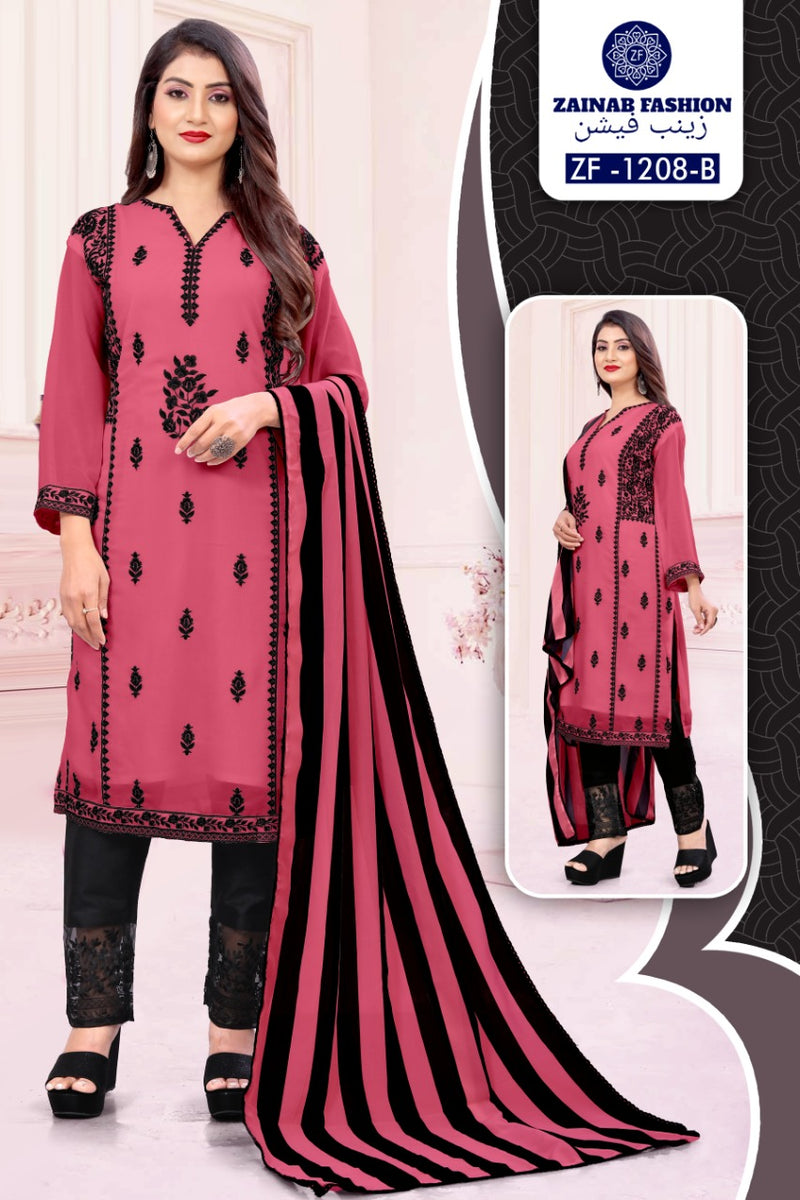 Zainab Fashion Dno 1208  Fox Greorgette Stylish Designer Wear Pret Kurti