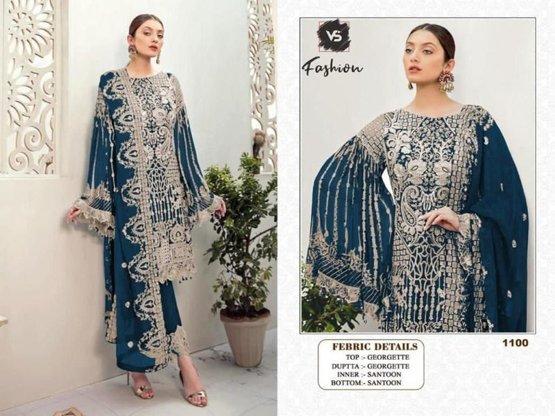 VS Fashion Dno 1100 Georgette With Embroidered Stylish Designer Parry Wear Salwar Suit